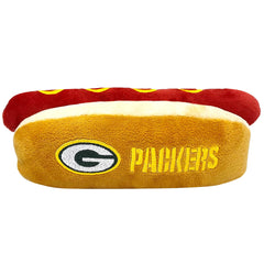 Pets First hot dog face avant montrant logo Packers et attractivité pour jouer
