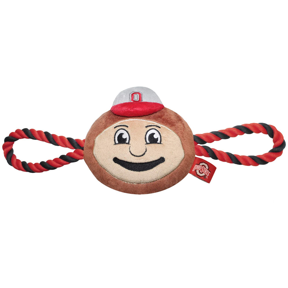 Pets First jouet mascotte Ohio Buckeyes montrant l'emballage et l'effet visuel d'équipe