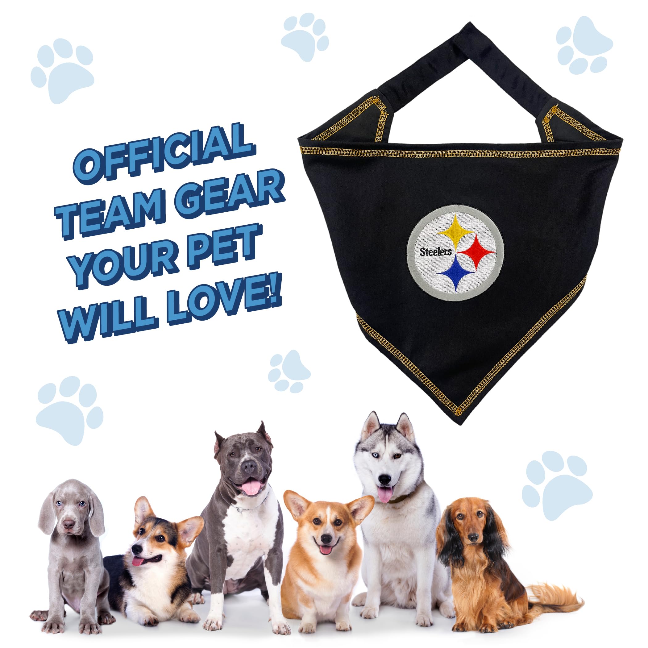 Ambiance fête avec bandana Pets First Pittsburgh Steelers, idéal pour photos et événements