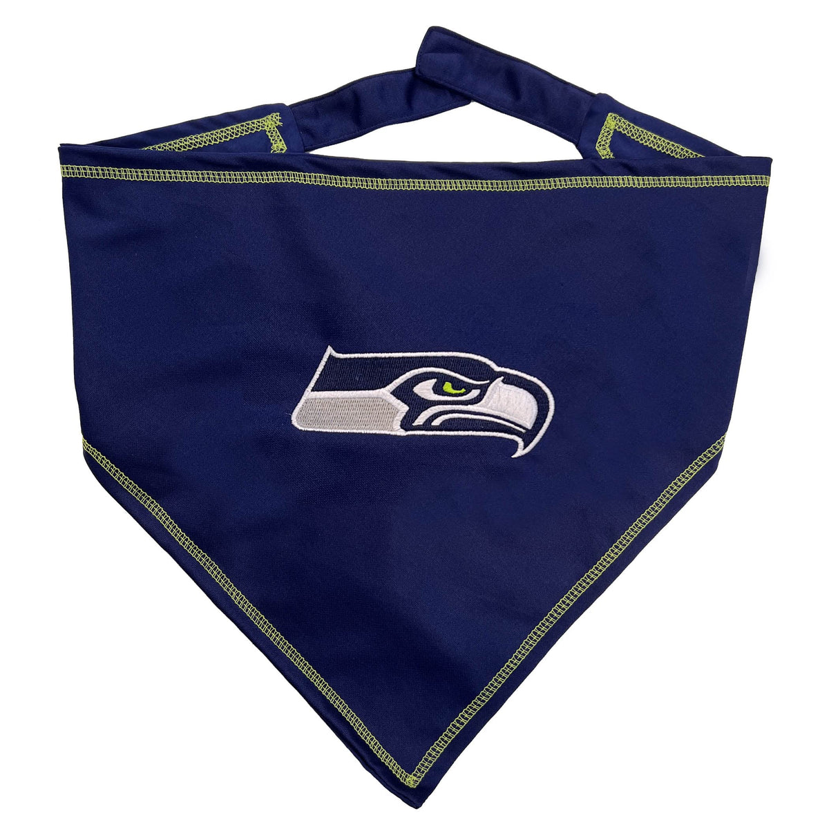 Pets First bandana Seattle Seahawks montré de face, logo brodé visible et tenue fan