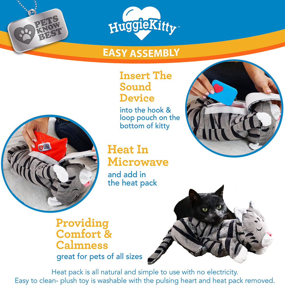 Pets Know Best HuggieKitty bouillotte réchauffable montrant chaleur apaisante