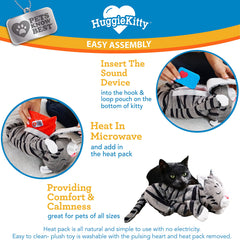 Pets Know Best HuggieKitty bouillotte réchauffable montrant chaleur apaisante