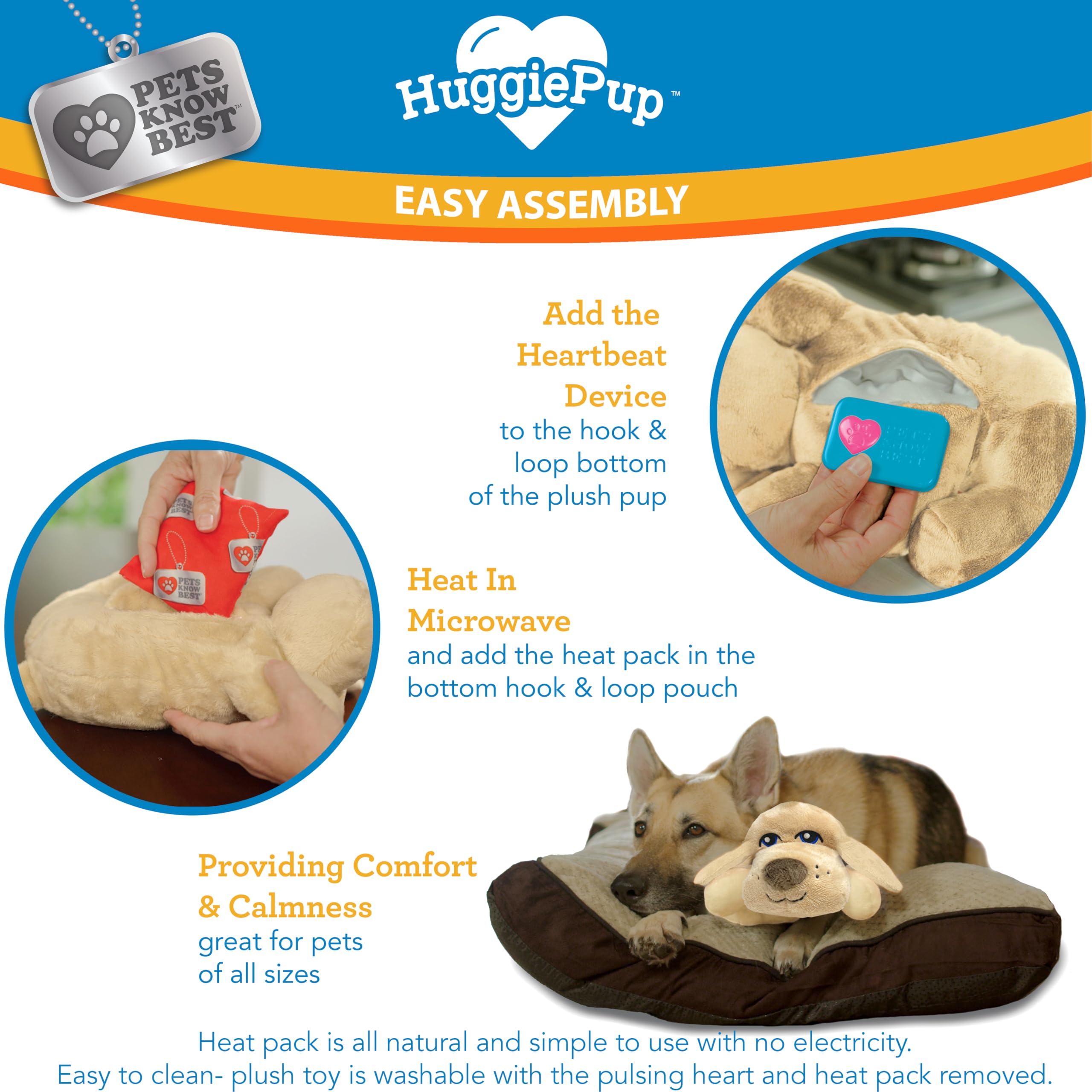 Pets Know Best HuggiePup dans une caisse aidant à calmer le chien