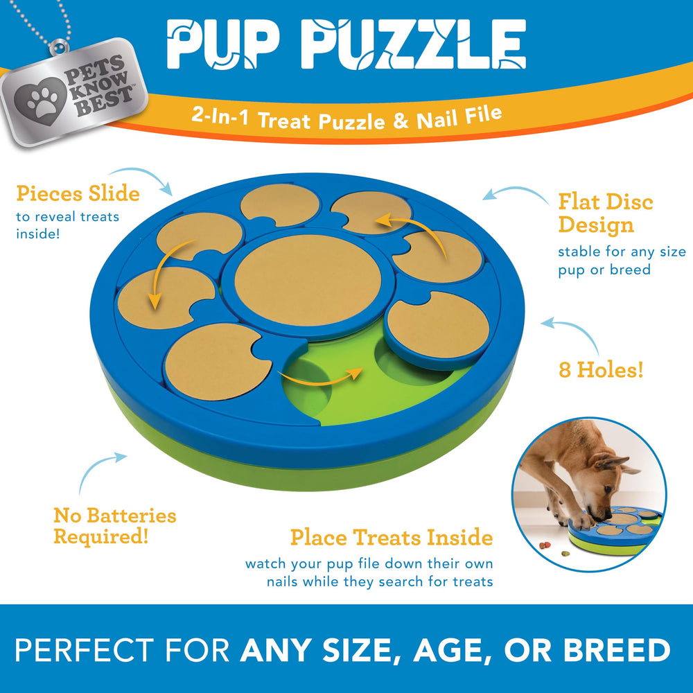 Pets Know Best Pup Puzzle comparaison avec une main, montre la taille pratique