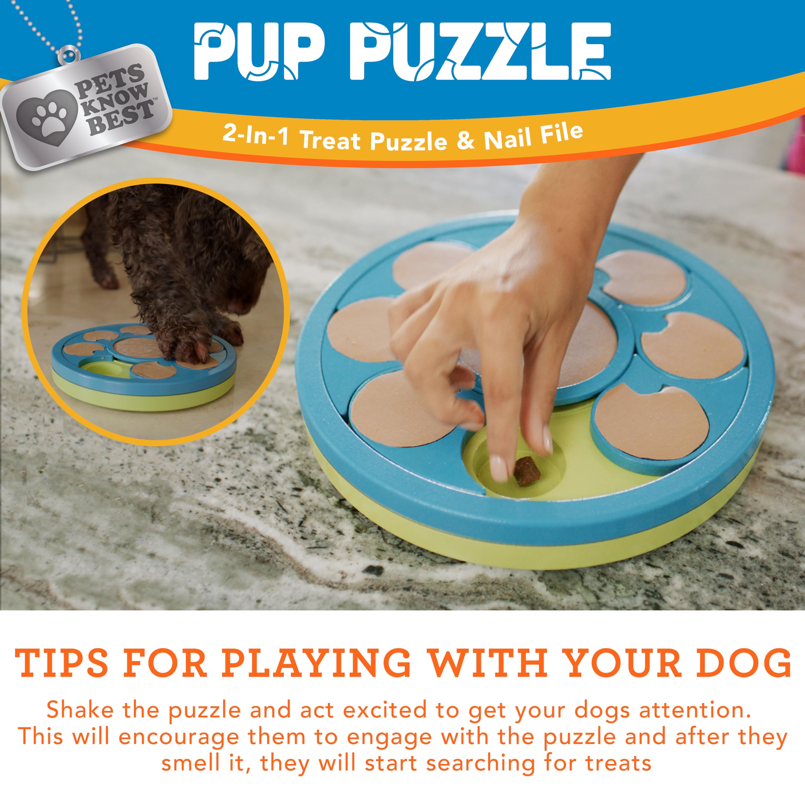 Pets Know Best Pup Puzzle détail du matériau durable, conçu pour un usage répétitif