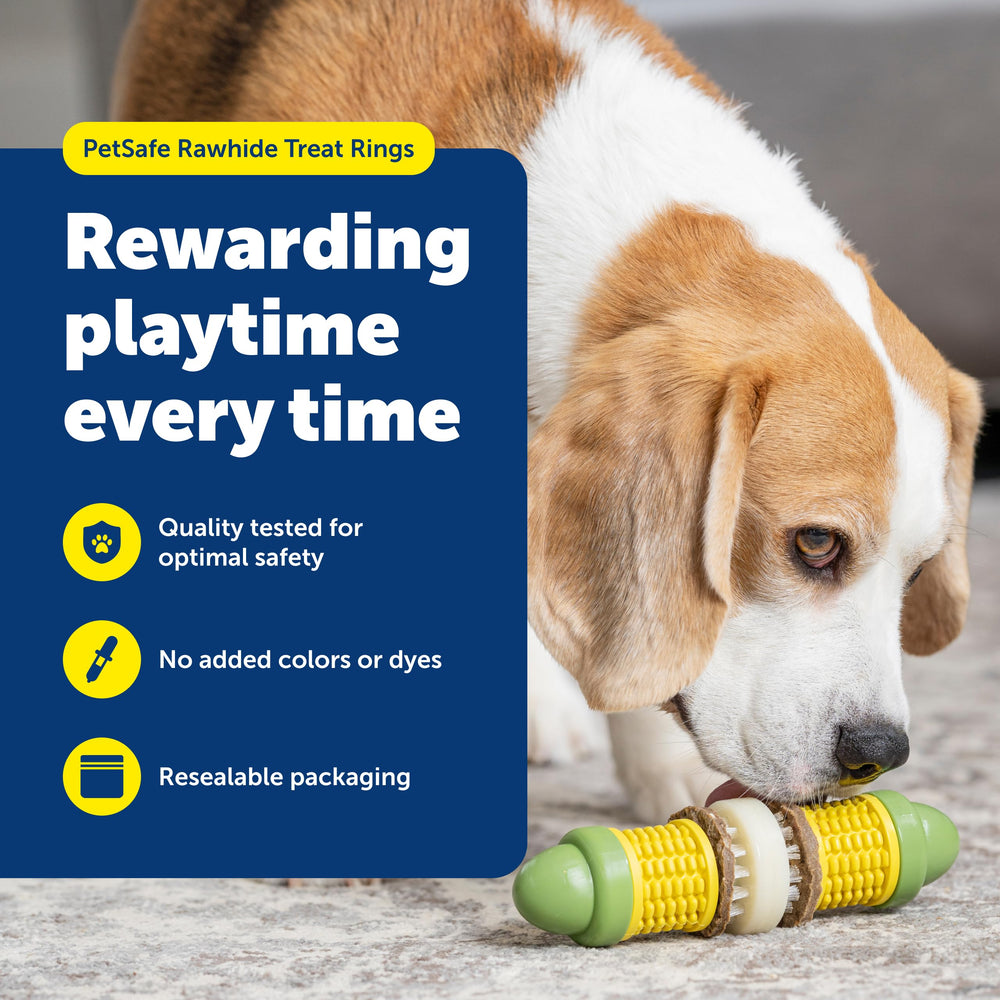 PetSafe gros plan sur texture rawhide et enrobage beurre de cacahuète attractif