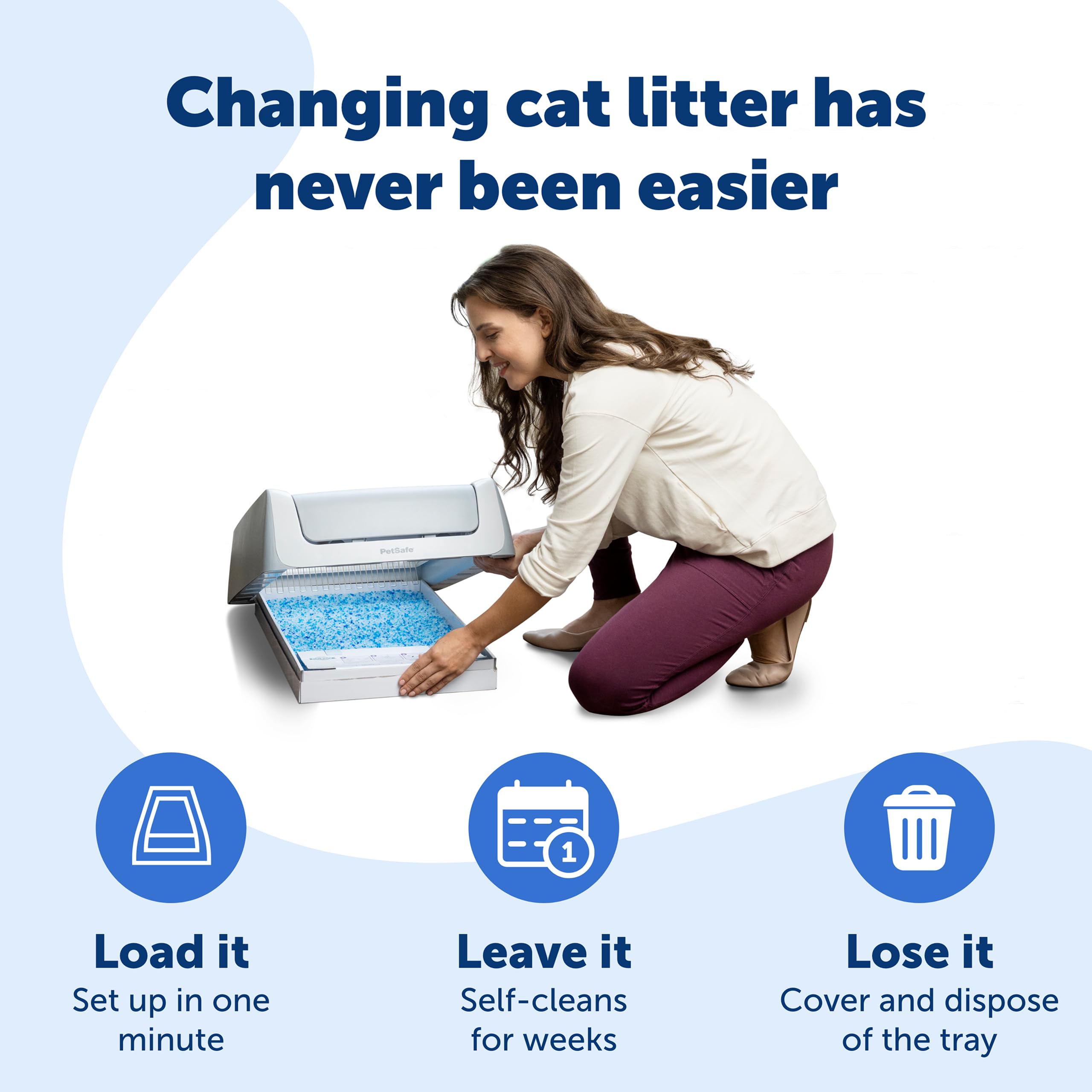 PetSafe bac installé dans ScoopFree pour usage sans pelletage