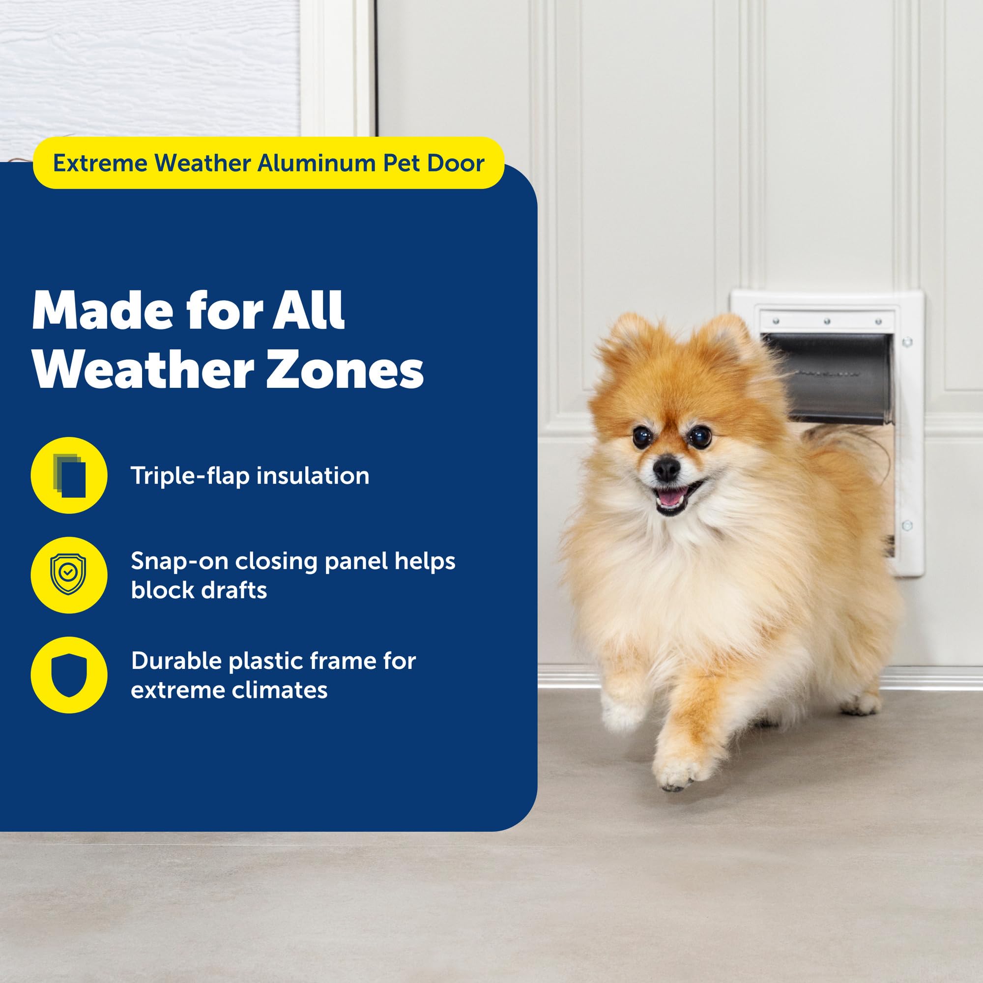 PetSafe détail du battant central isolé pour meilleure protection thermique