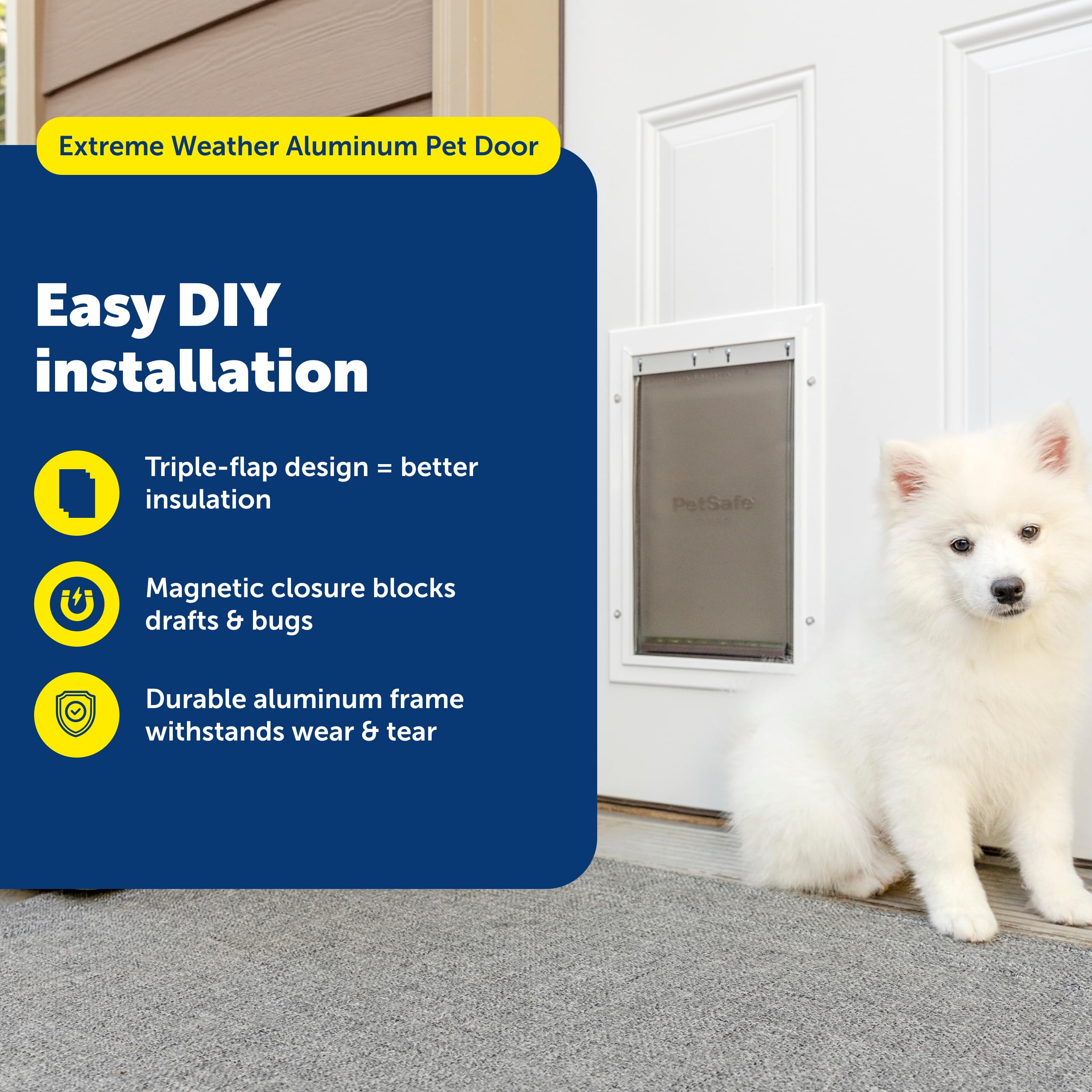 PetSafe gros plan sur les trois battants isolants montrant meilleure isolation