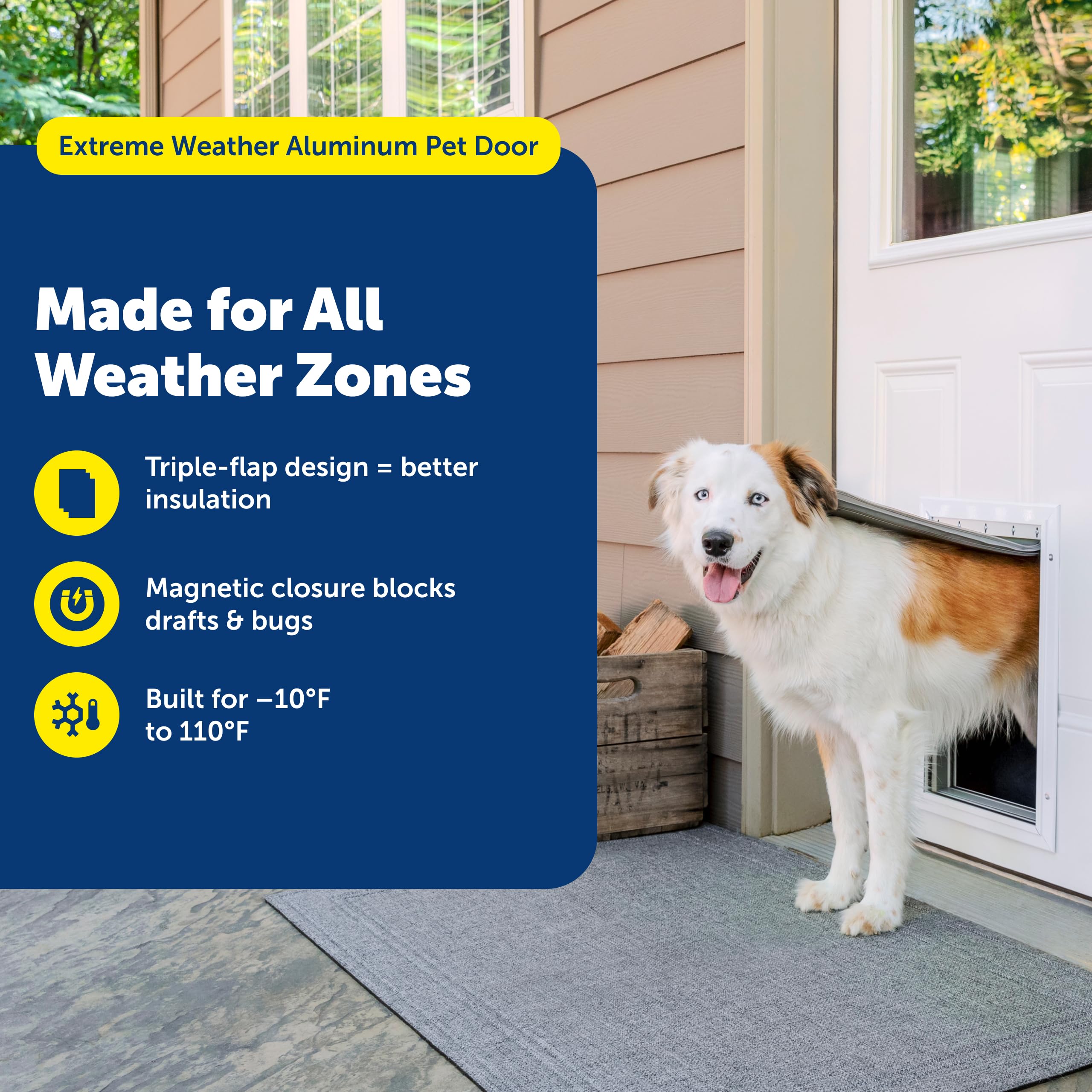 PetSafe gros plan des trois battants isolants montrant le joint magnétique