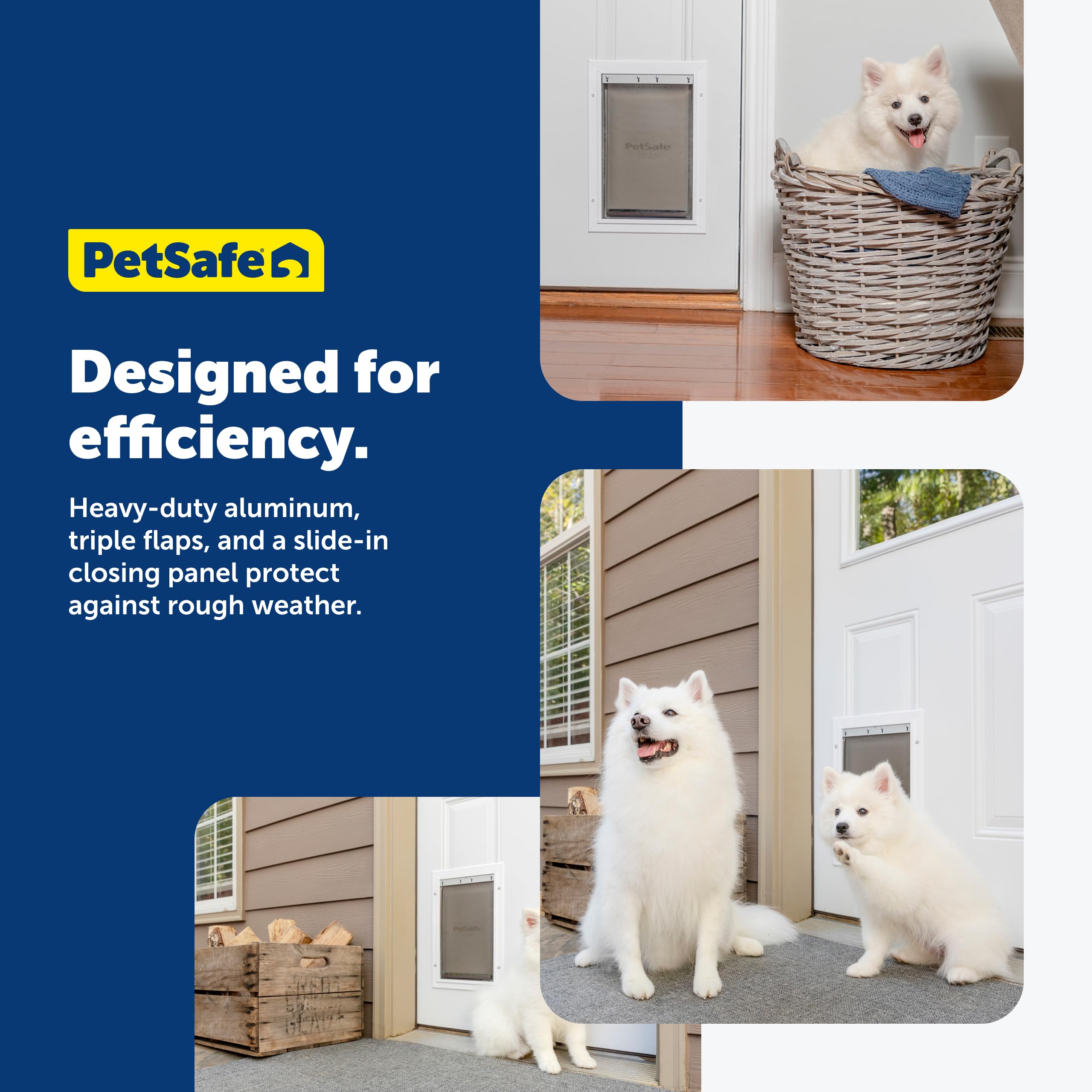 PetSafe chatière installée sur porte en bois pour démonstration d'adaptabilité