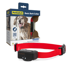 PetSafe collier anti-aboiement face avant montrant la boîte et l’attache, pratique et simple