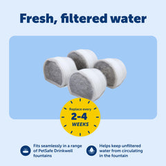 Filtre PetSafe installé dans une fontaine Drinkwell pour eau plus fraîche