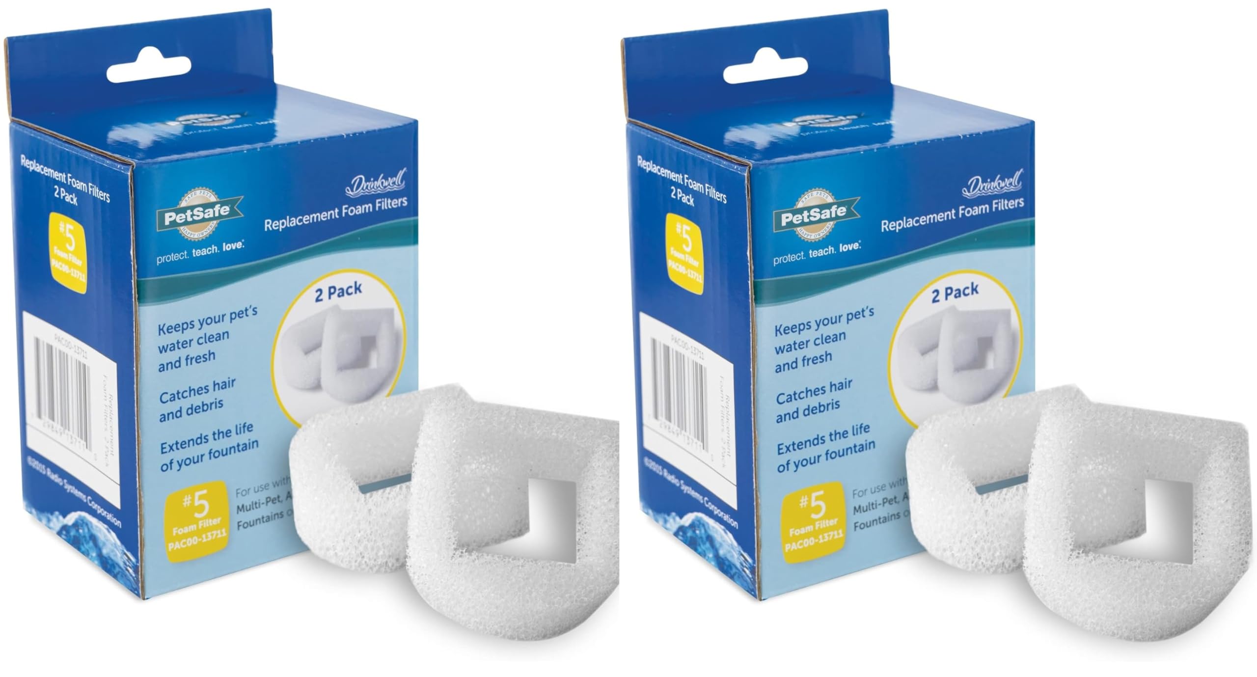PetSafe mousses filtrantes dans leur emballage, remplacement pratique