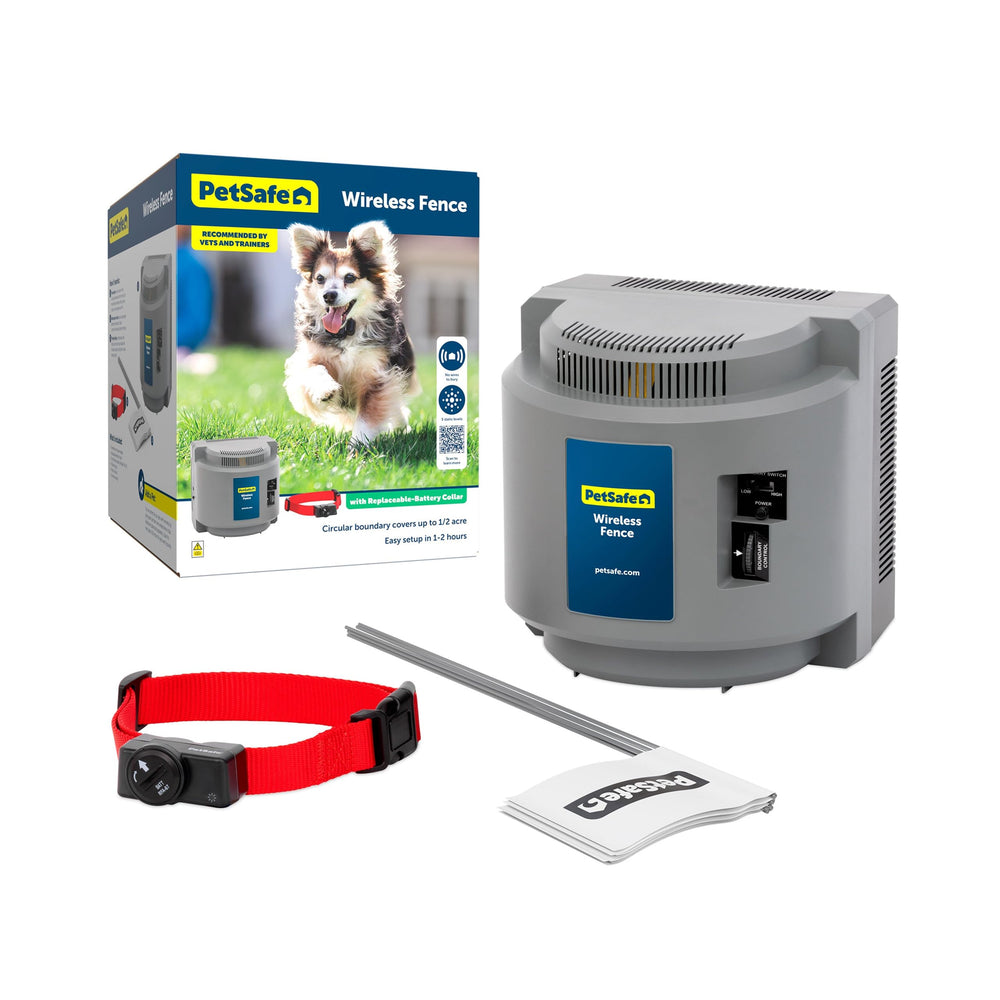 PetSafe émetteur installé montrant couverture circulaire, sécurité facile