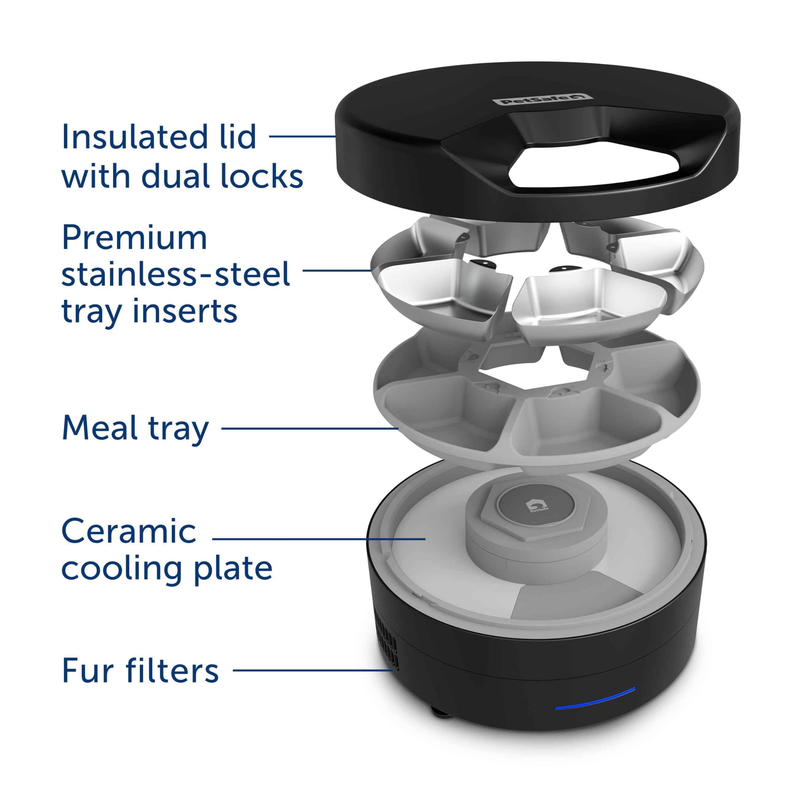 PetSafe FreshFeed démontage des plateaux pour lavage et rangement facile au lave-vaisselle
