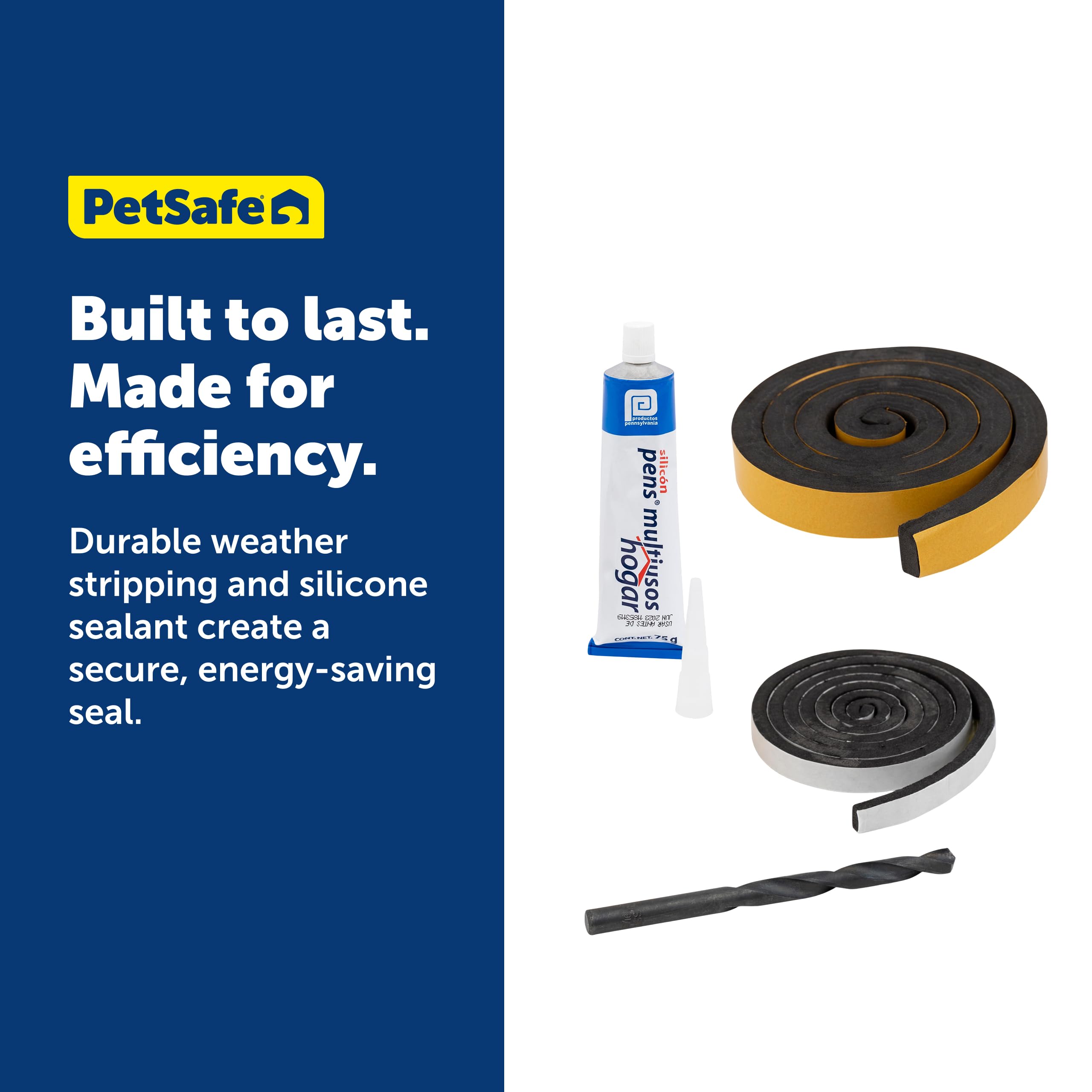Kit PetSafe installé sur porte à panneaux montrant meilleure résistance aux intempéries