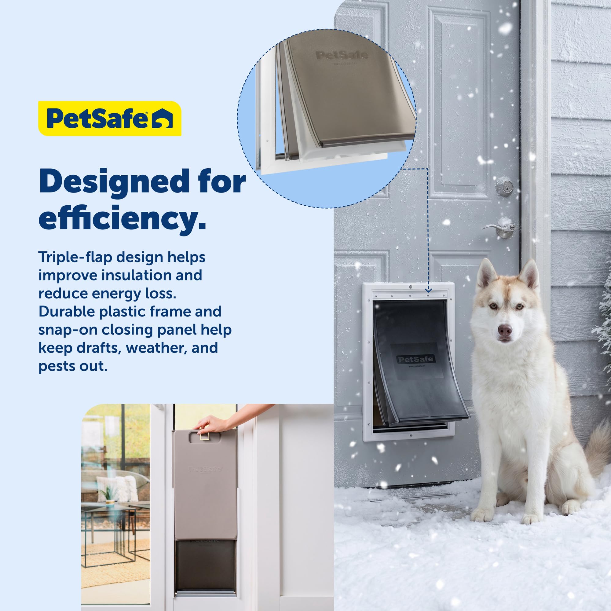 PetSafe installation sur porte en bois démontrant la facilité de montage DIY