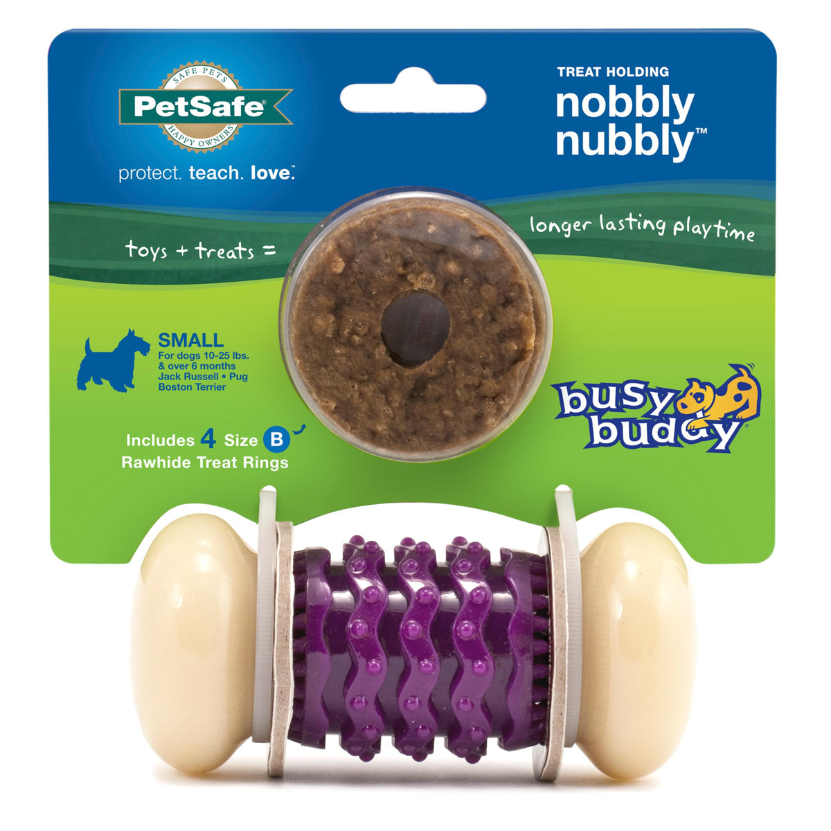 PetSafe vue avant du Nobbly Nubbly montrant la forme et l’assemblage, durable