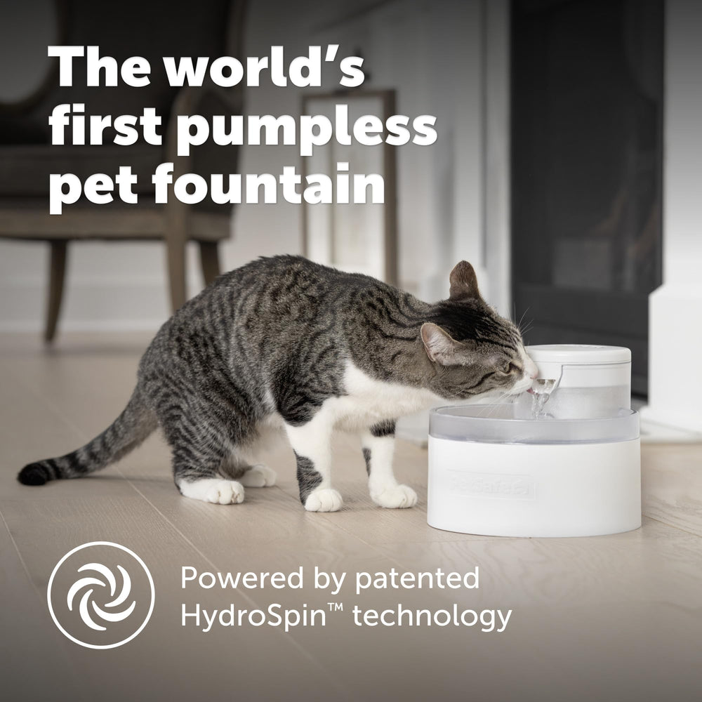 PetSafe Outlast détail du cône HydroSpin illustrant circulation sans pompe