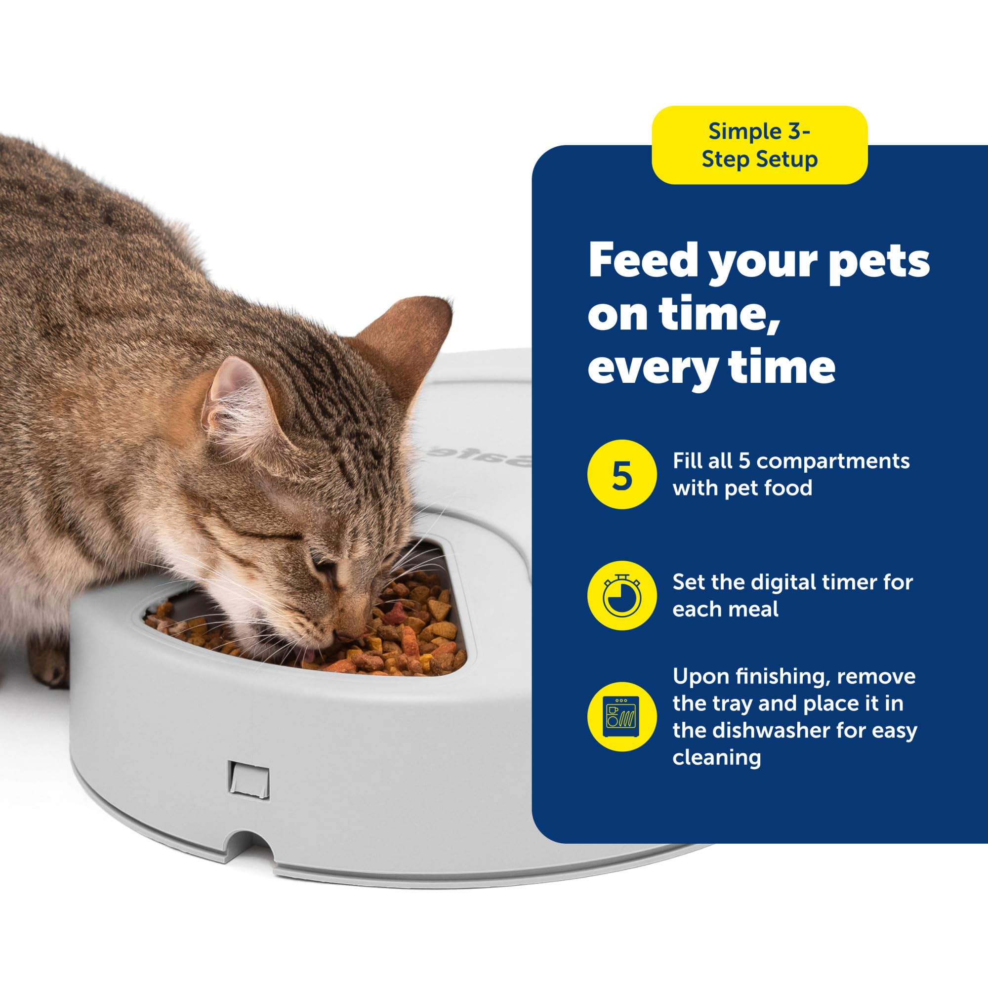 PetSafe ouverture d’un compartiment illustrant remplissage simple et sécurisé