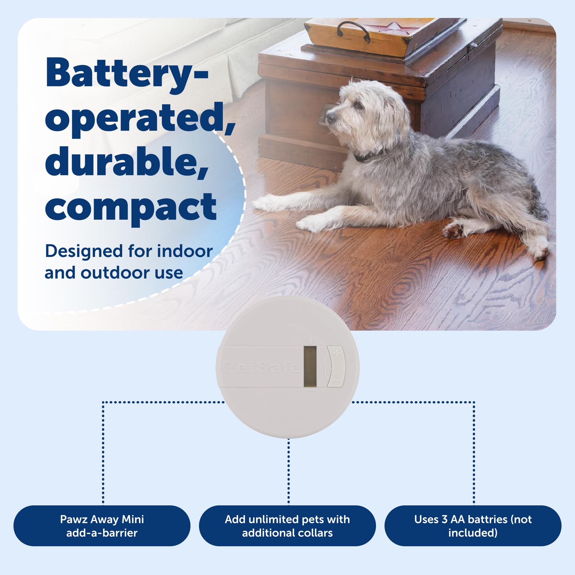 PetSafe Pawz Away rapproché du collier récepteur montrant la communication sûre
