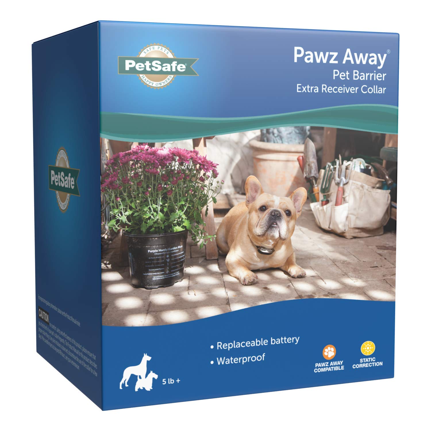 PetSafe emballage et étiquette montrant compatibilité avec systèmes Pawz Away