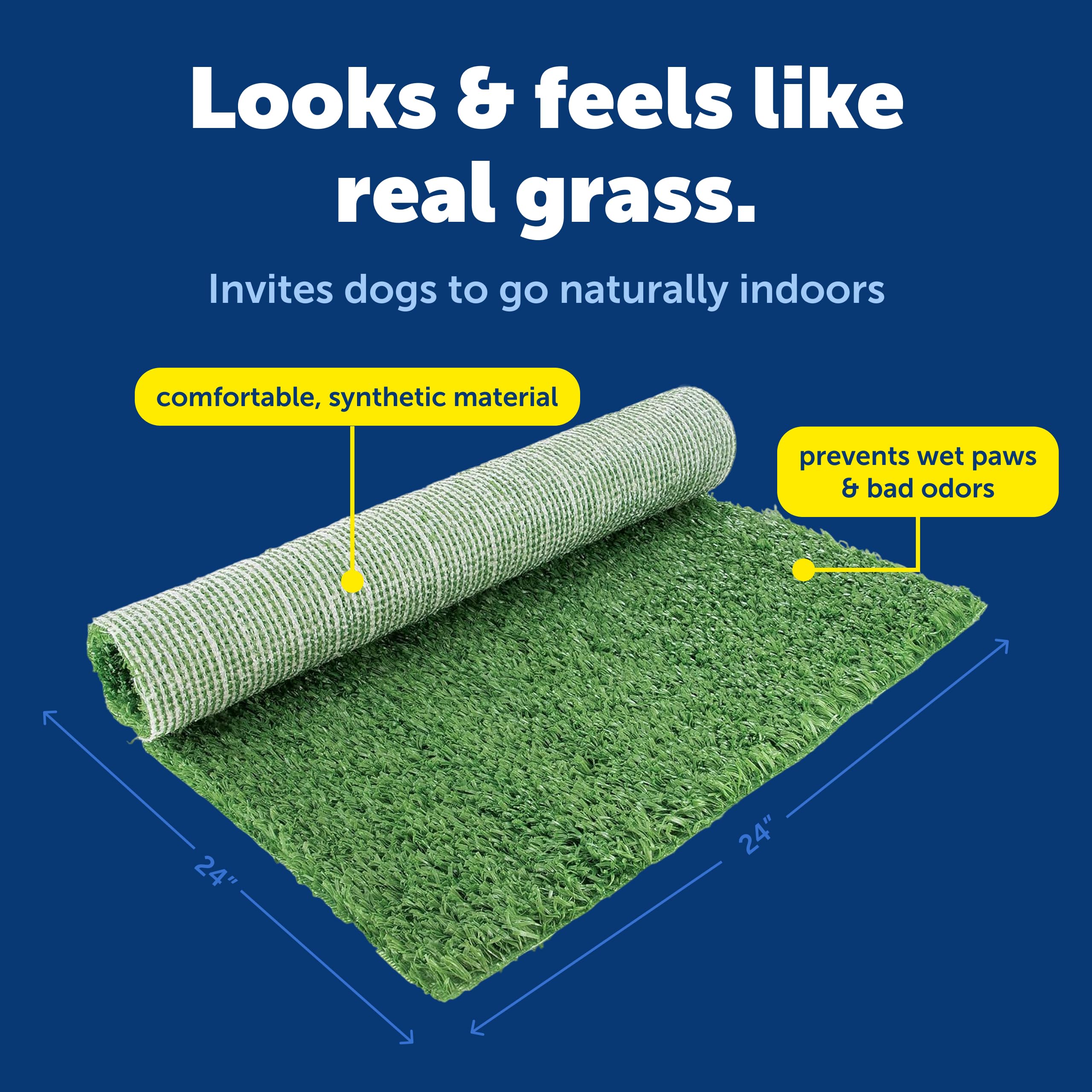 PetSafe tapis d'herbe installé dans la toilette Pet Loo pour un drainage propre