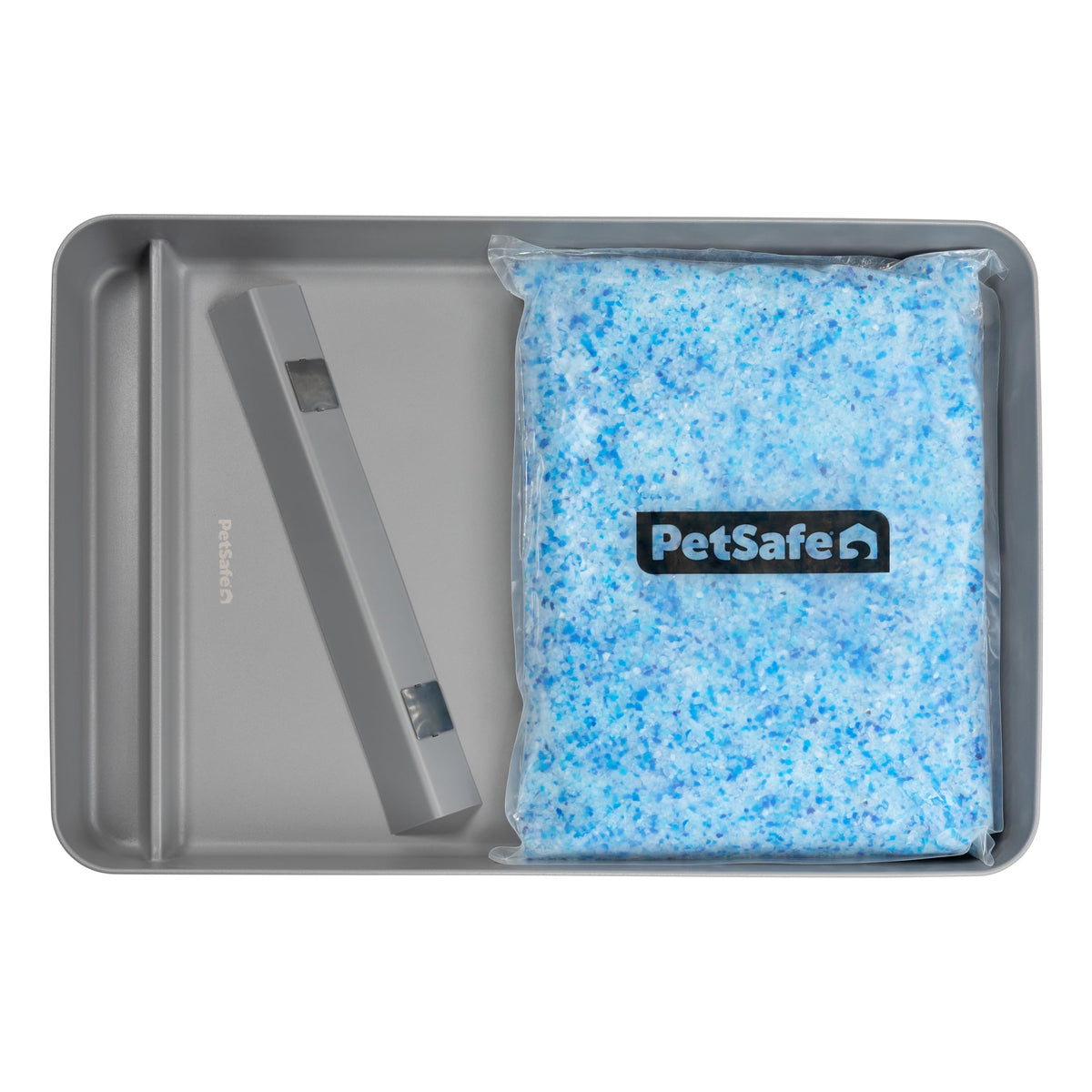 PetSafe vue avant du bac réutilisable montrant conception robuste et finition