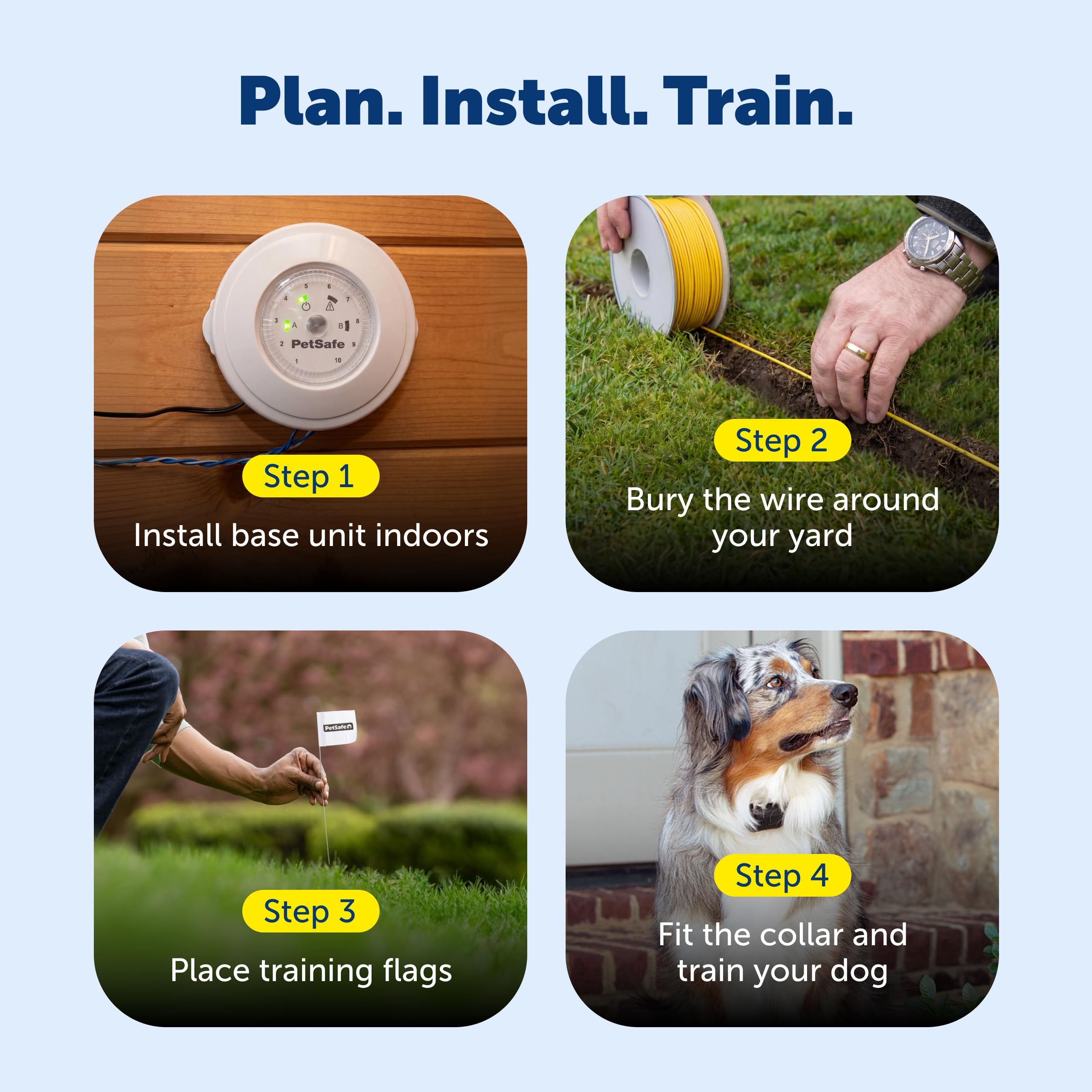 PetSafe chien libre dans jardin démontrant espace sûr pour jouer