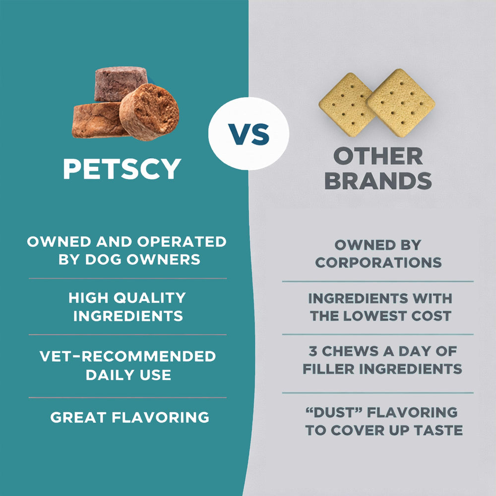 Comparaison taille Petscy chew avec une pièce pour visualiser portion