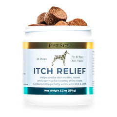 Petscy emballage avant montrant 30 chews et bénéfice nutritionnel