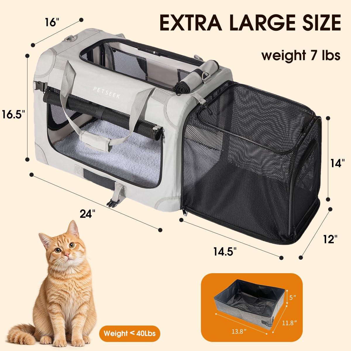 Petseek gros plan tissu Oxford durable facile à nettoyer