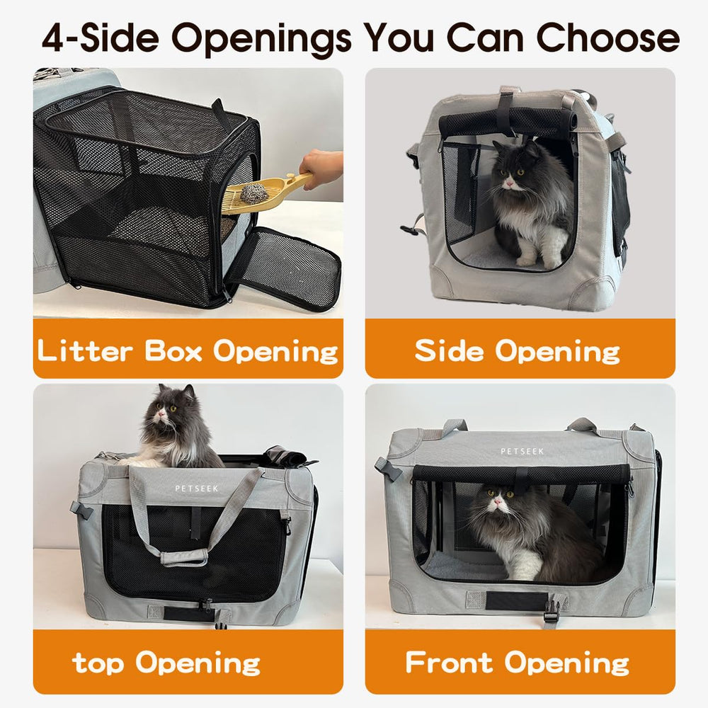 Petseek transporteur fixé en voiture avec boucle de ceinture pour sécurité