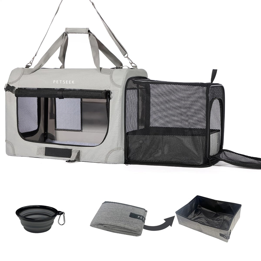 Petseek transporteur face avant montrant ventilation et fermeture sécurisée