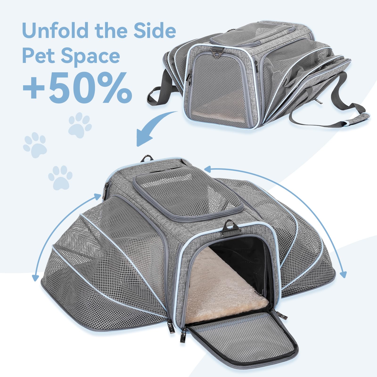 Petsfit sac replié à plat pour rangement compact et gain de place