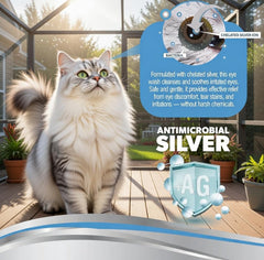 PetSilver gouttes en usage sur un chien, facilite le nettoyage des yeux rapidement