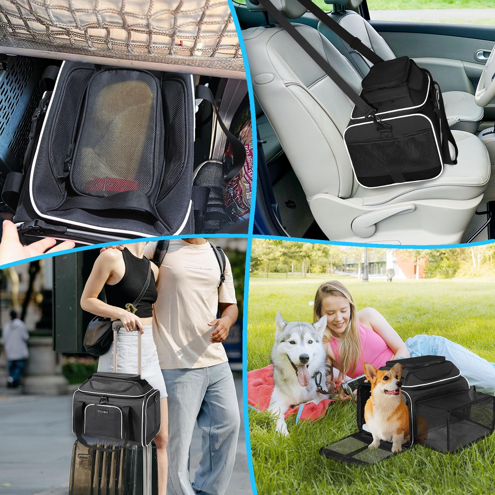 Petskd scène de voyage sac placé près d'une valise montrant praticité