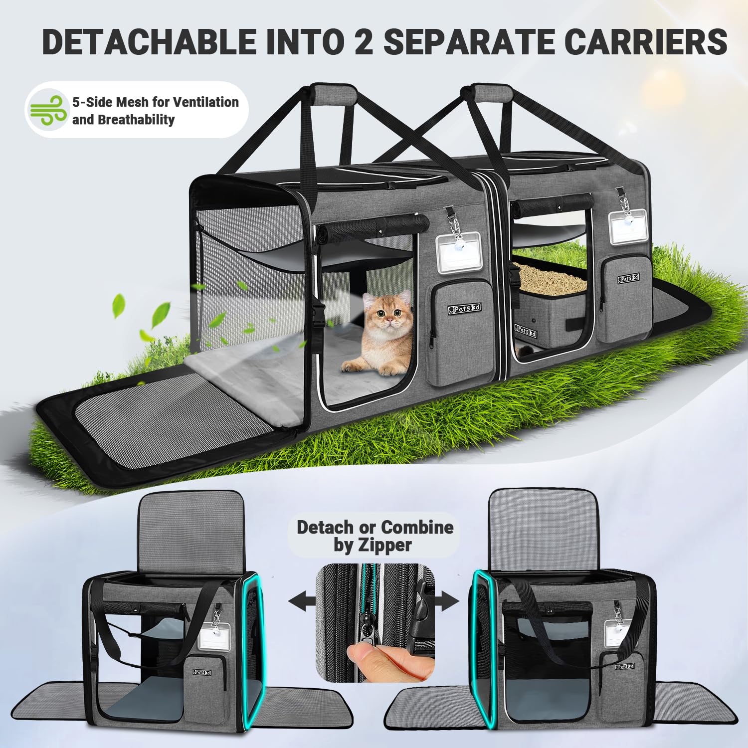 Petskd transporteur fixé en voiture avec boucle ceinture pour trajets sûrs et stables