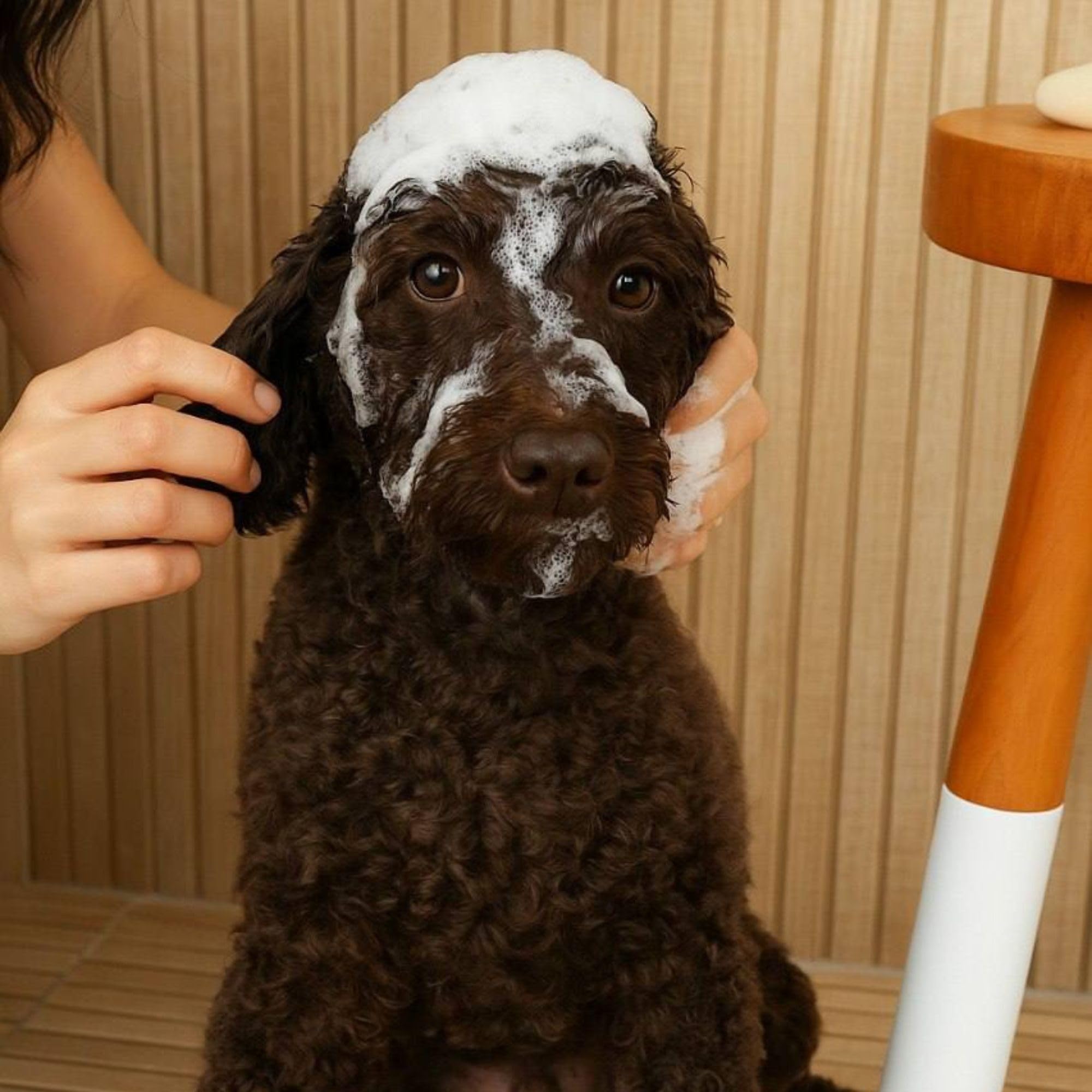 Petsmont scène de vie salon animal calme après toilette montrant résultat