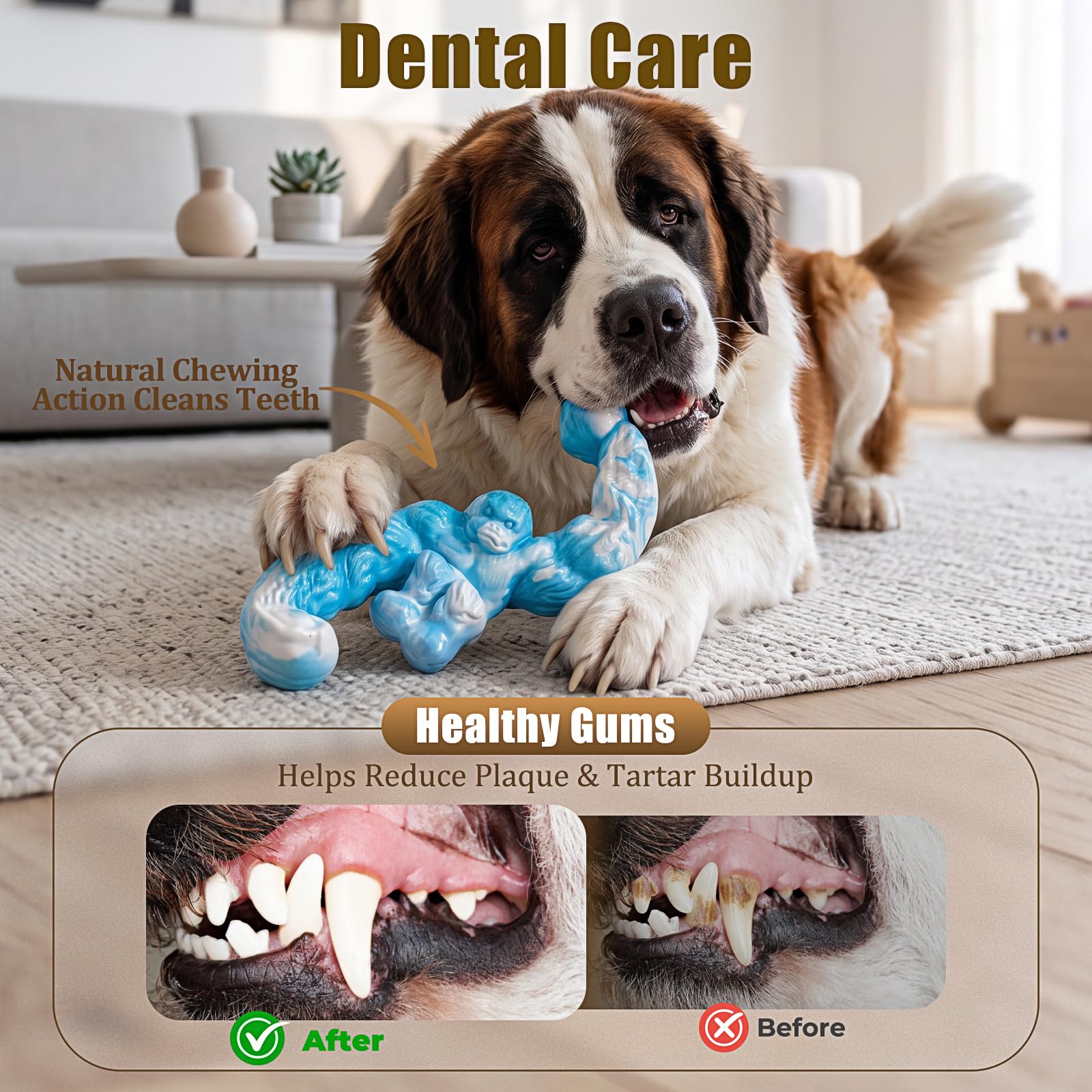 Détail de la texture de surface PETSTA favorisant frottement et nettoyage des dents