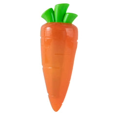 Petstages Crunch Veggies Carrot face avant montrant forme et attrait sonore