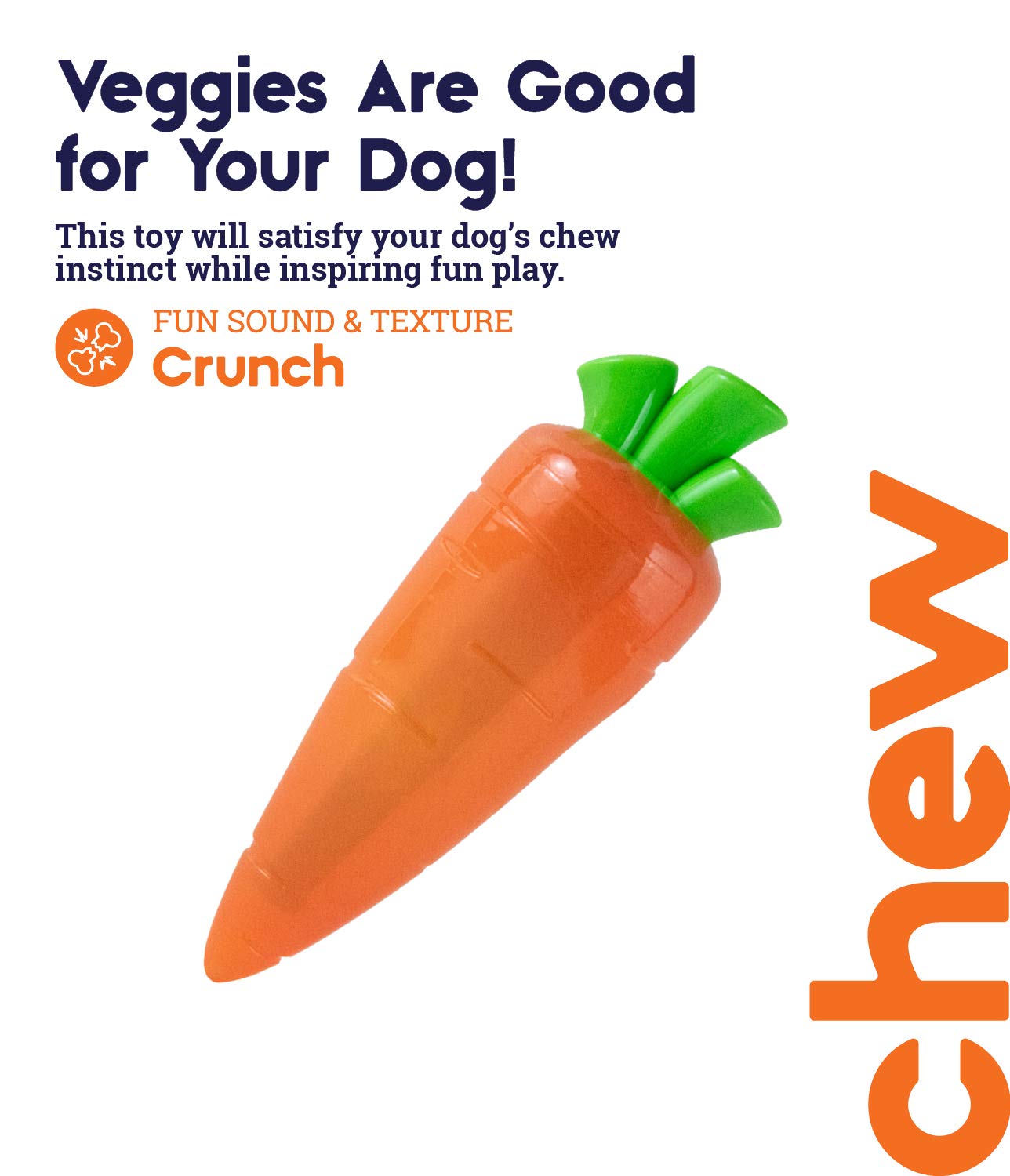 Petstages Crunch Veggies Carrot coupe révélant noyau interne durable et sécurité