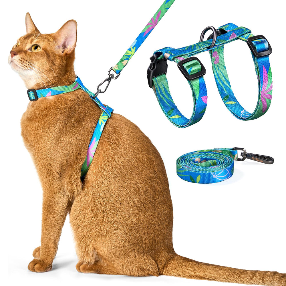 PetThem harnais face complète montrant maintien sécurisé et style Hawaii Green