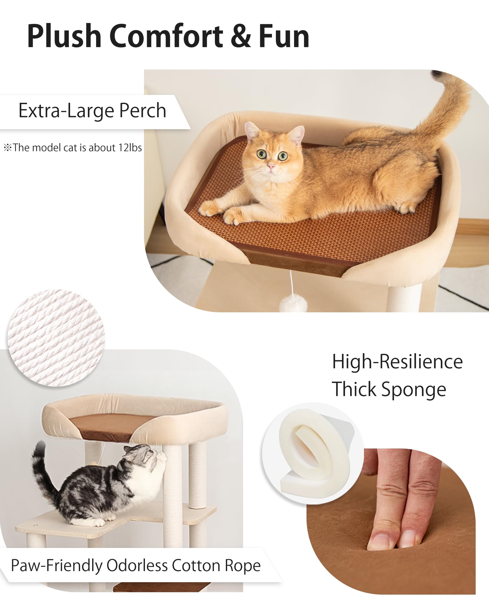 PETTIFUL poteau grattoir montrant texture résistante pour l'entretien des griffes