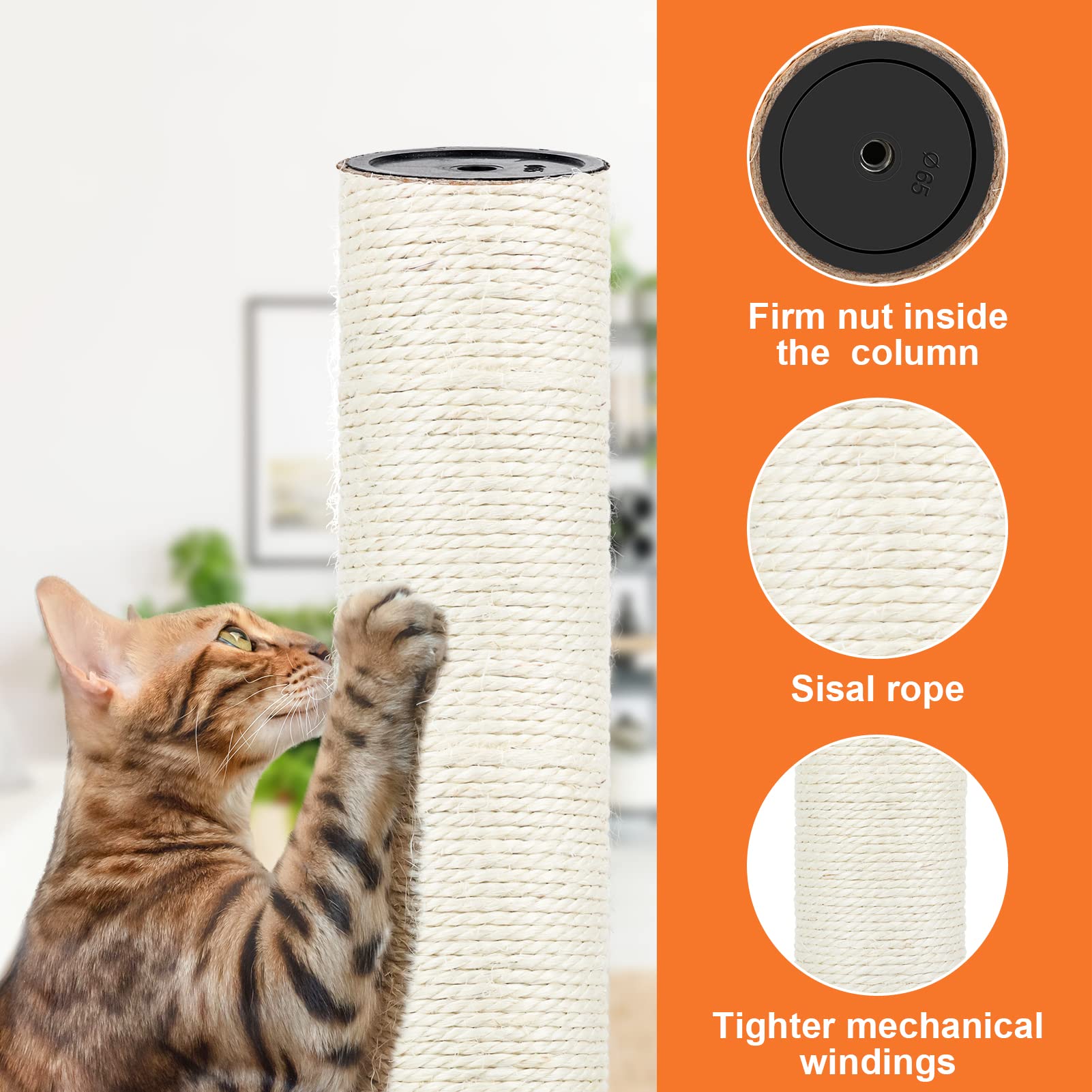 PETUOL poteau installé sur un arbre à chat pour fixation solide