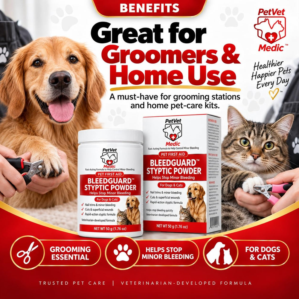 PetVet Medic pot BleedGuard dans trousse premiers soins pour animaux prêt à l’emploi
