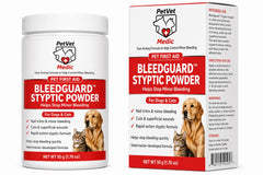 PetVet Medic pot BleedGuard 50 g montrant emballage et étiquette pour confiance