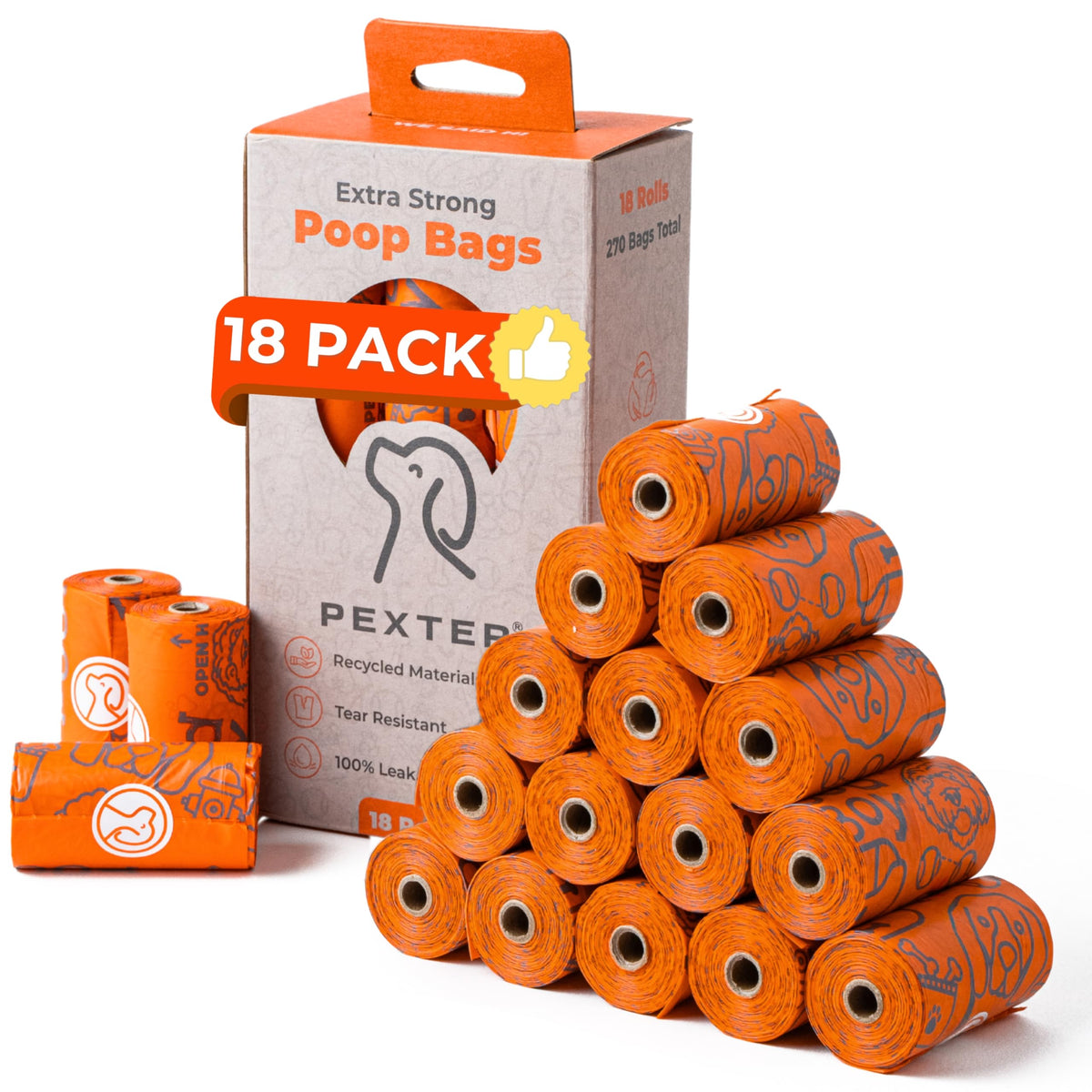 PEXTER emballage avant montrant 18 rouleaux et informations produit pour tranquillité d'esprit