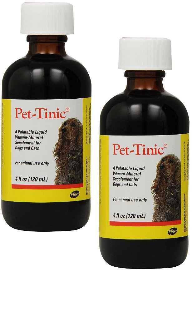 Pfizer Animal Pet-Tinic face et dos de l'emballage montrant l'aspect pratique